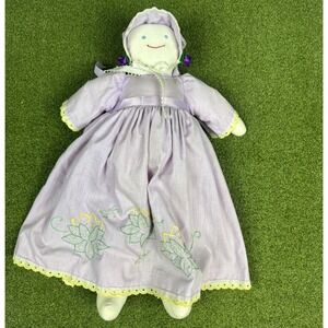 Vintage Tender Loving Care Margaret Smaldone Cloth Rag Doll Purple Dress Toy